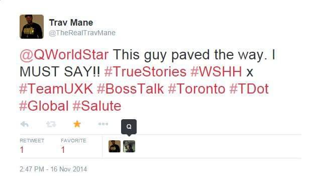Trav's 2014 tweet to QWorldStar